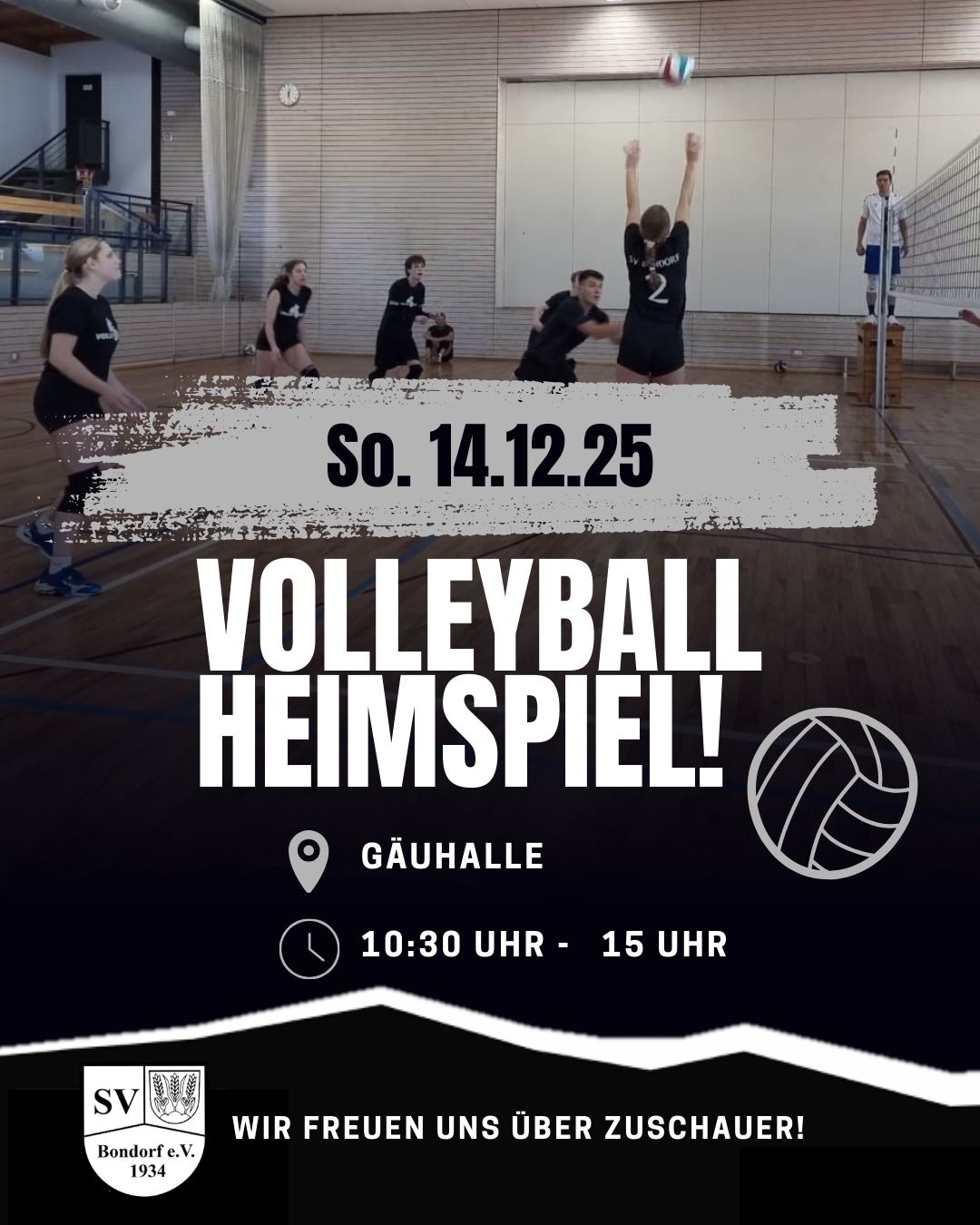 Werbeflyer zum Heimspiel am 14.12.2025. Hinter der Schrift sind unsere Spieler:innen der 3. Mannschaft zu sehen. Werbeflyer zum Heimspiel am 14.12.2025. Hinter der Schrift sind unsere Spieler:innen der 3. Mannschaft zu sehen.